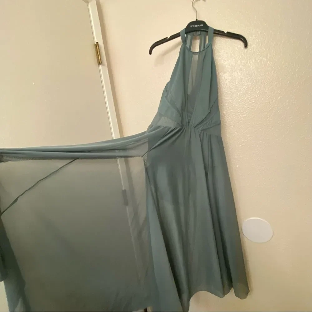Balera Weissman Dance Costume High Neck Halter Dress Maxi sage green D11656 MA